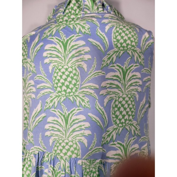 Crown & Ivy Summer Sleeveless Dress Pineapple Print Ruffle Neck Casual Size S - Picture 5 of 8